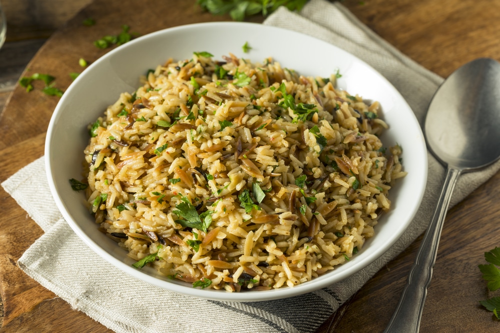 Savory,Homemade,Rice,Pilaf,With,Parsley,And,Spices