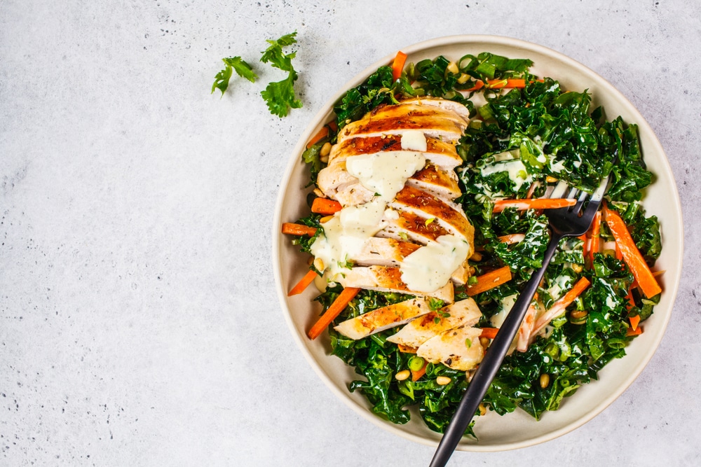 Kale Caesar with Grilled Chicken Salad